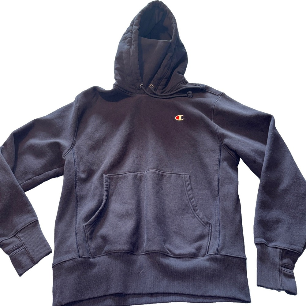 Champion Reverse Weave Hoodie Men's Medium Navy Blue